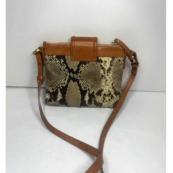 Brahmin Authentic Leather Animal Print Snake Skin Brown Crossbody Bag Womens - Picture 6 of 11